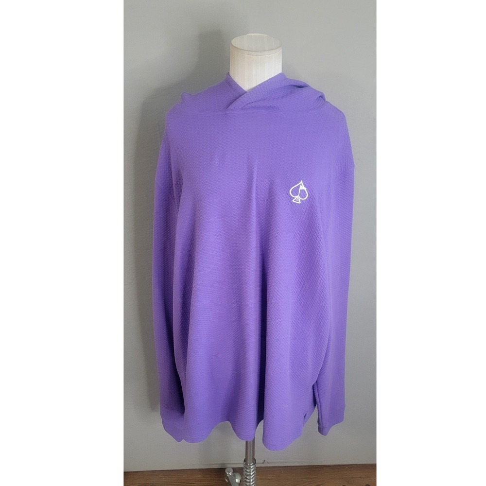 Pins & Aces Hoodie XXXL Purple Textured Knit Logo Golf Pullover Mens Active